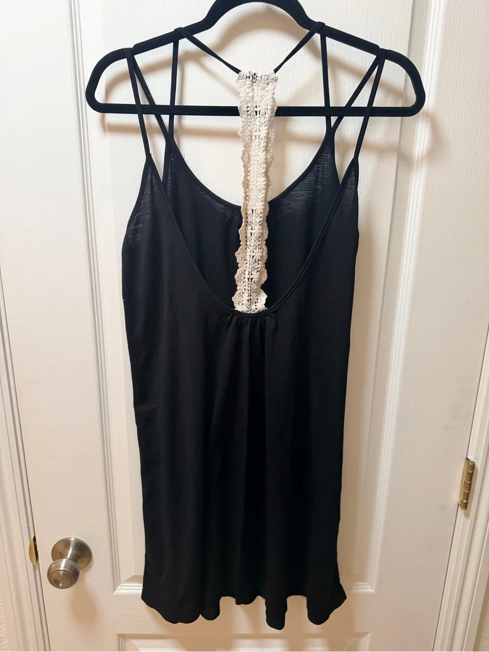 Black Strappy Lace-Back Swim Coverup